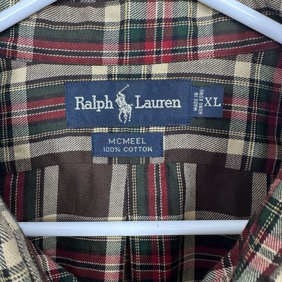Polo Ralph Lauren Plaid Button Front Shirt Long Sleeve Autumn Mens Size XL Brown - Picture 7 of 8
